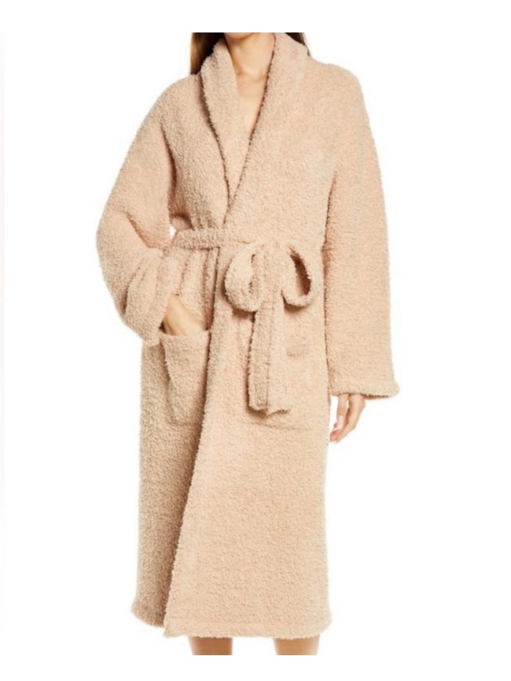 Barefoot Dreams Teddy Robe EUC Tan / Beige Cozy Chic Trending Loungewear